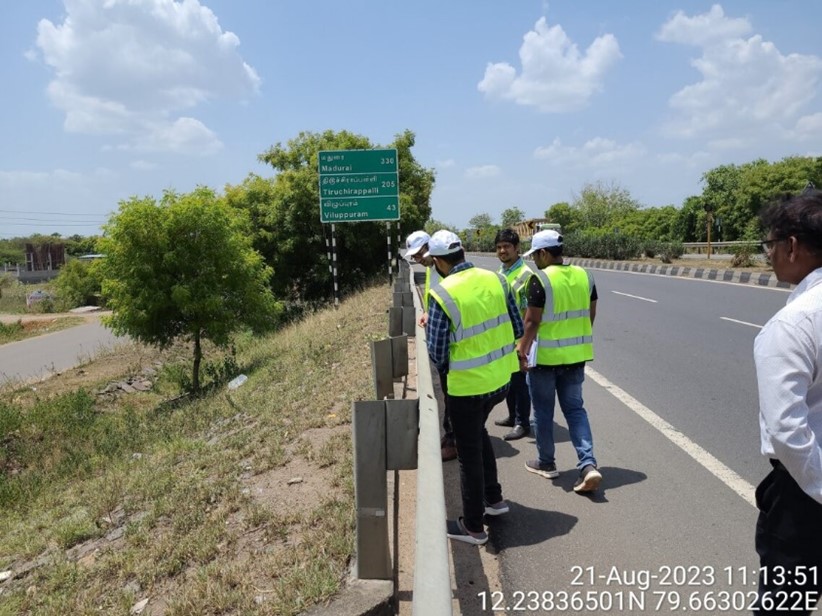 Road Safety Officers Perforning a Road Safety Audit (RSA) on the Chennai-Trichy Highway